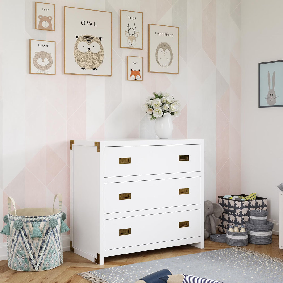 Baby Relax Miles 3-Drawer Dresser, Nursery Storage, White