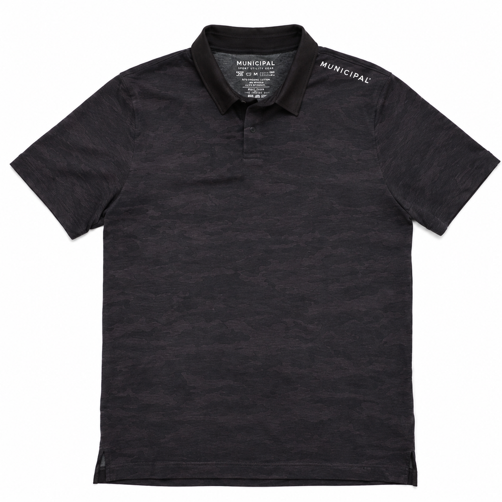 MUNICIPAL Men's Black Polo T-Shirt Medium