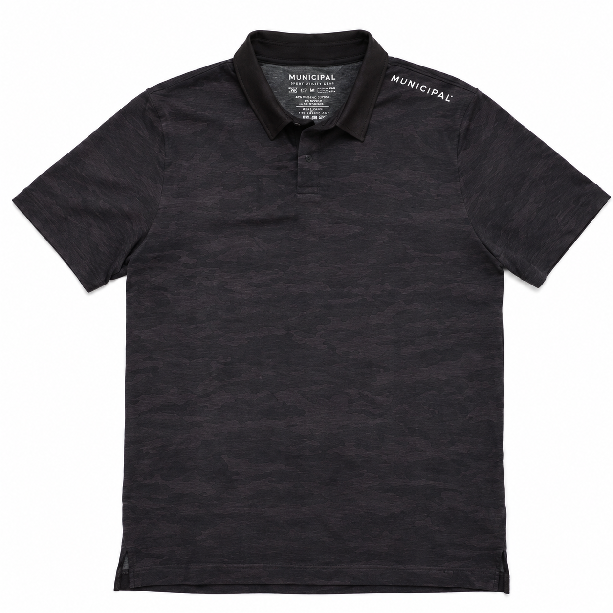 MUNICIPAL Men's Black Polo T-Shirt Medium