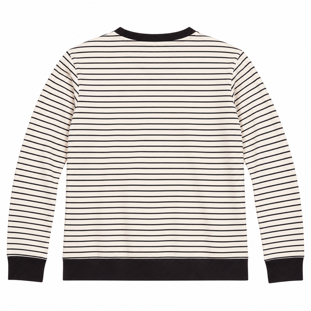 Five Four Men’s Cream Black Striped V-Neck Pullover Sweatshirt Size M