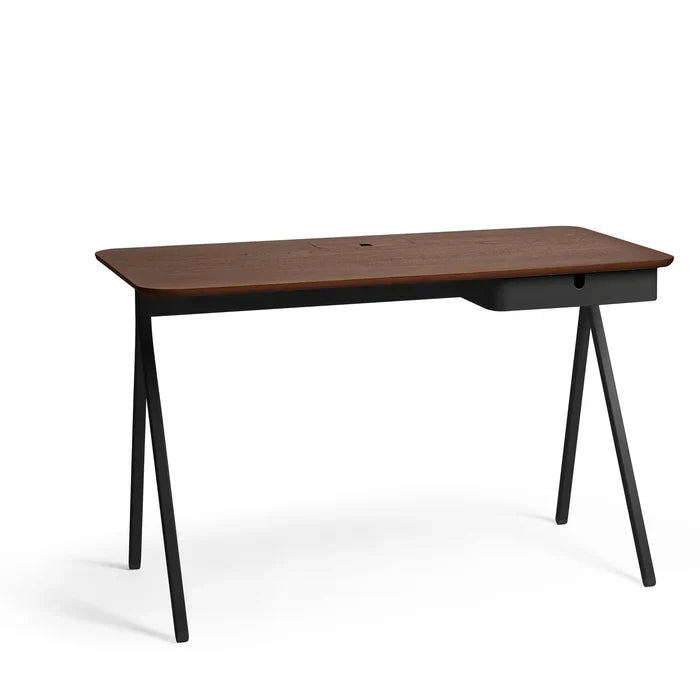 Poppin Key Desk, 48x24", Walnut + Black