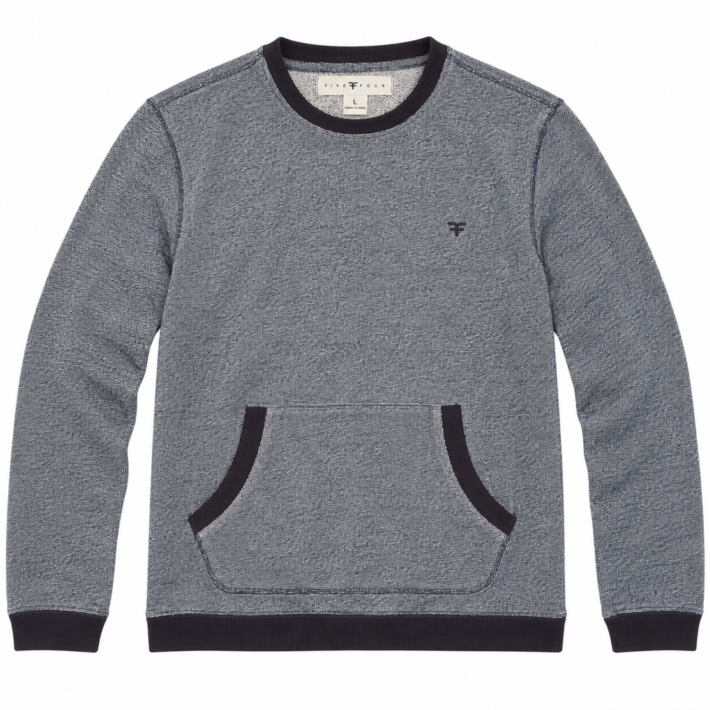 Five Four Men’s Heather Blue Gray Crewneck Sweatshirt Kangaroo Pocket Size L
