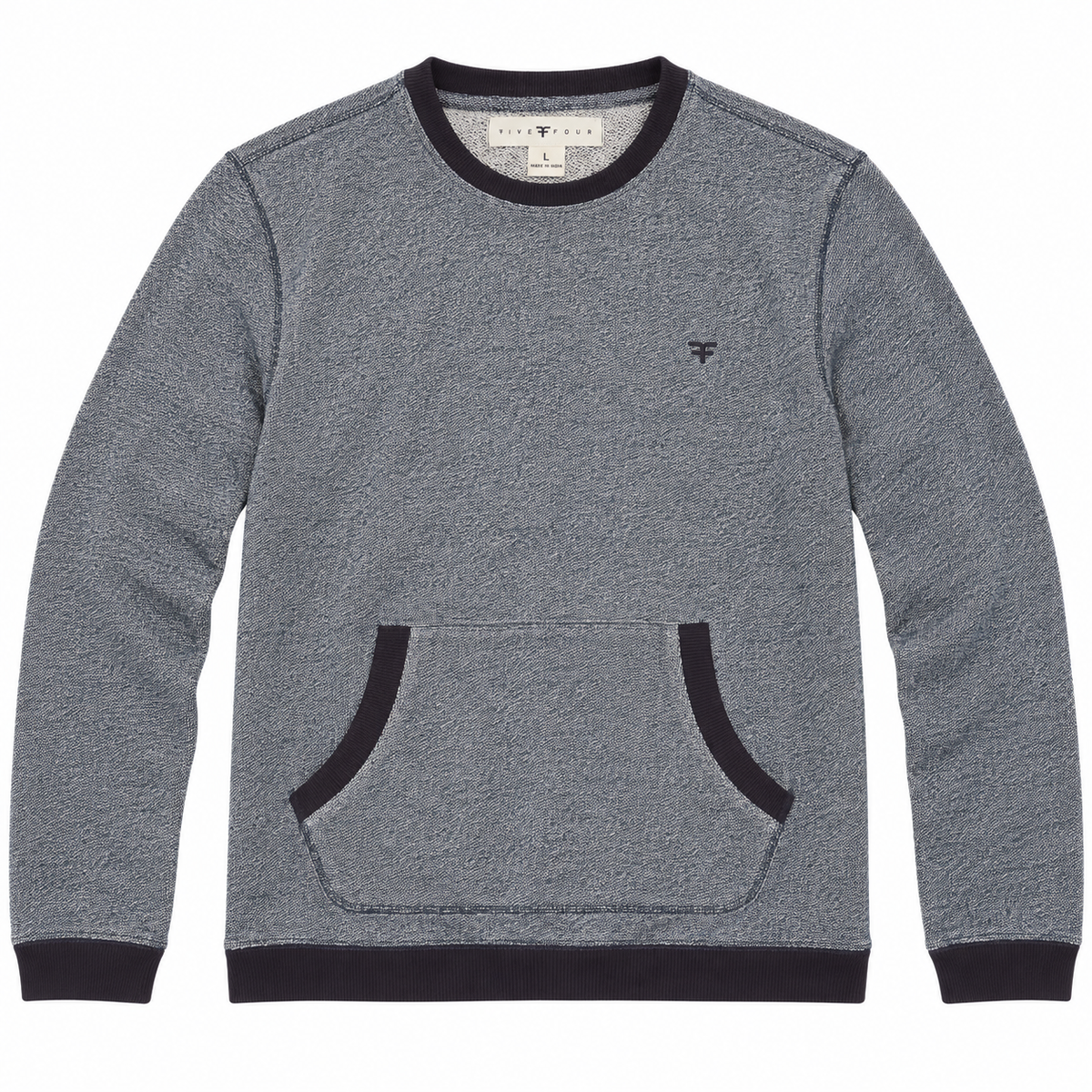 Five Four Men’s Heather Blue Gray Crewneck Sweatshirt Kangaroo Pocket Size L