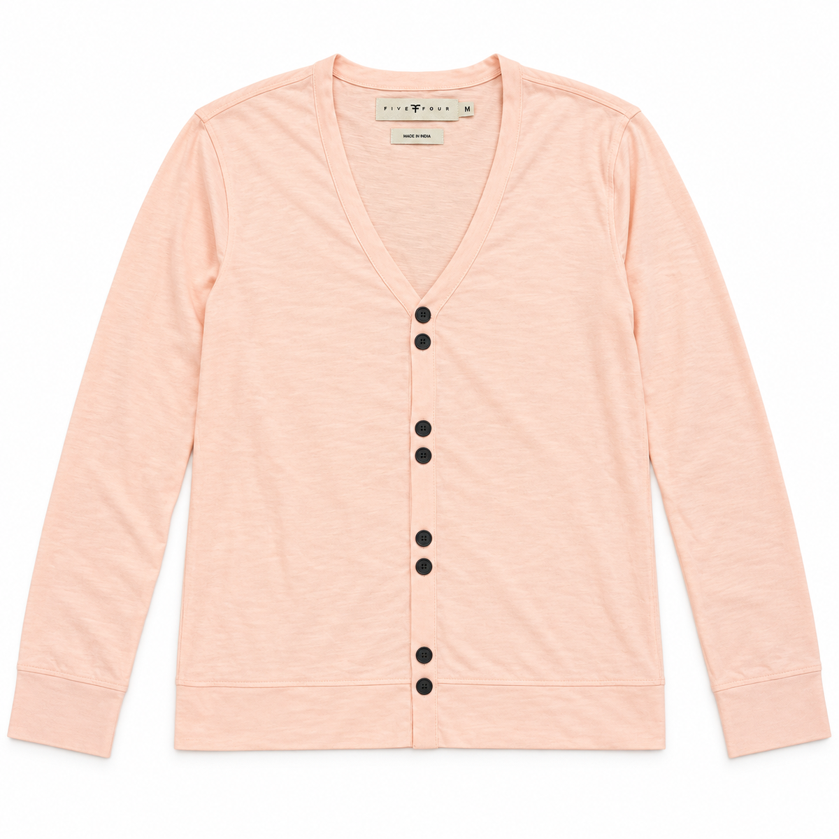 Five Four Blush Pink V-Neck Button Front Cardigan Long Sleeve Size M