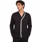 Five Four Men’s Black Contrast Trim Button Front Cardigan – Size M