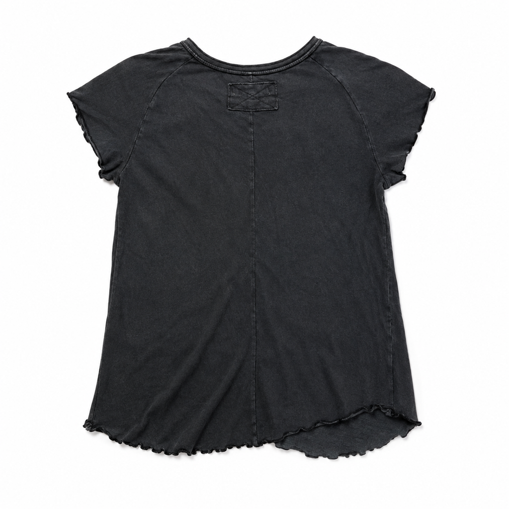 Free People We The Free Women's Distressed Short Sleeve Tee - Washed Black