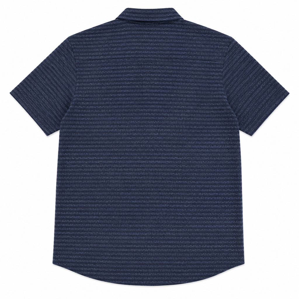 Robert Barakett Ranger Men's Short Sleeve Knit Button-Up Shirt - Navy