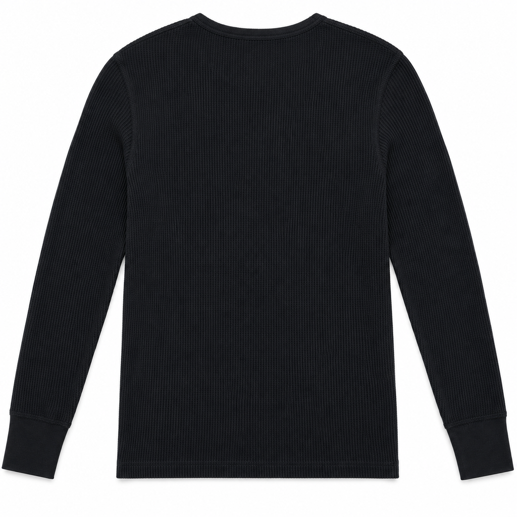 rag & bone Men's Black Waffle Knit Long Sleeve Thermal Shirt - Size M