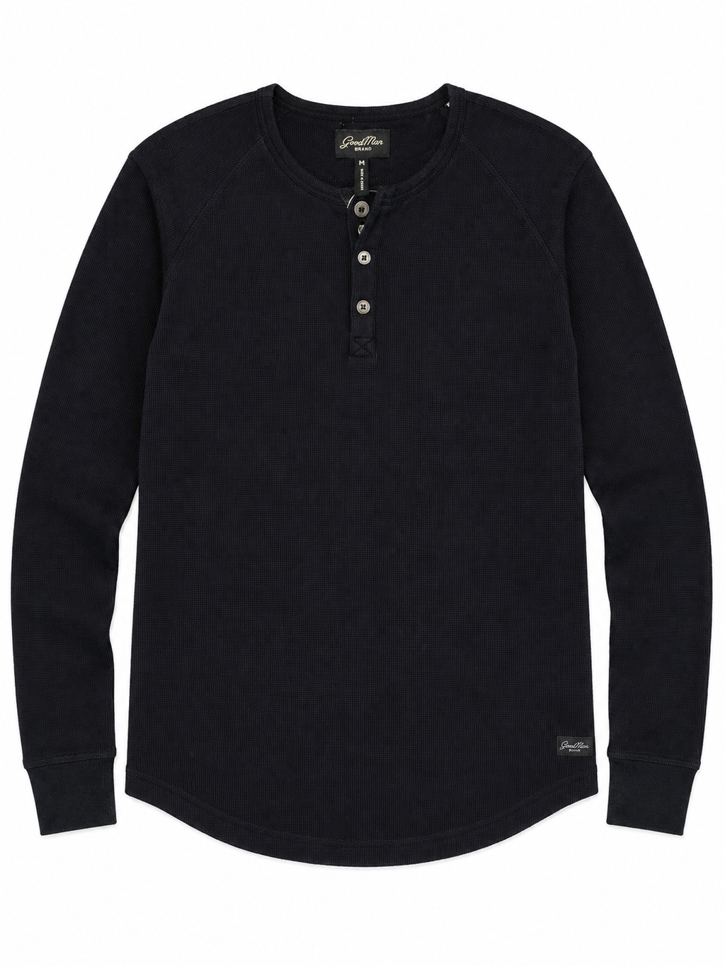 Good Man Men's Legend Henley Long Sleeve Shirt Black - Size M