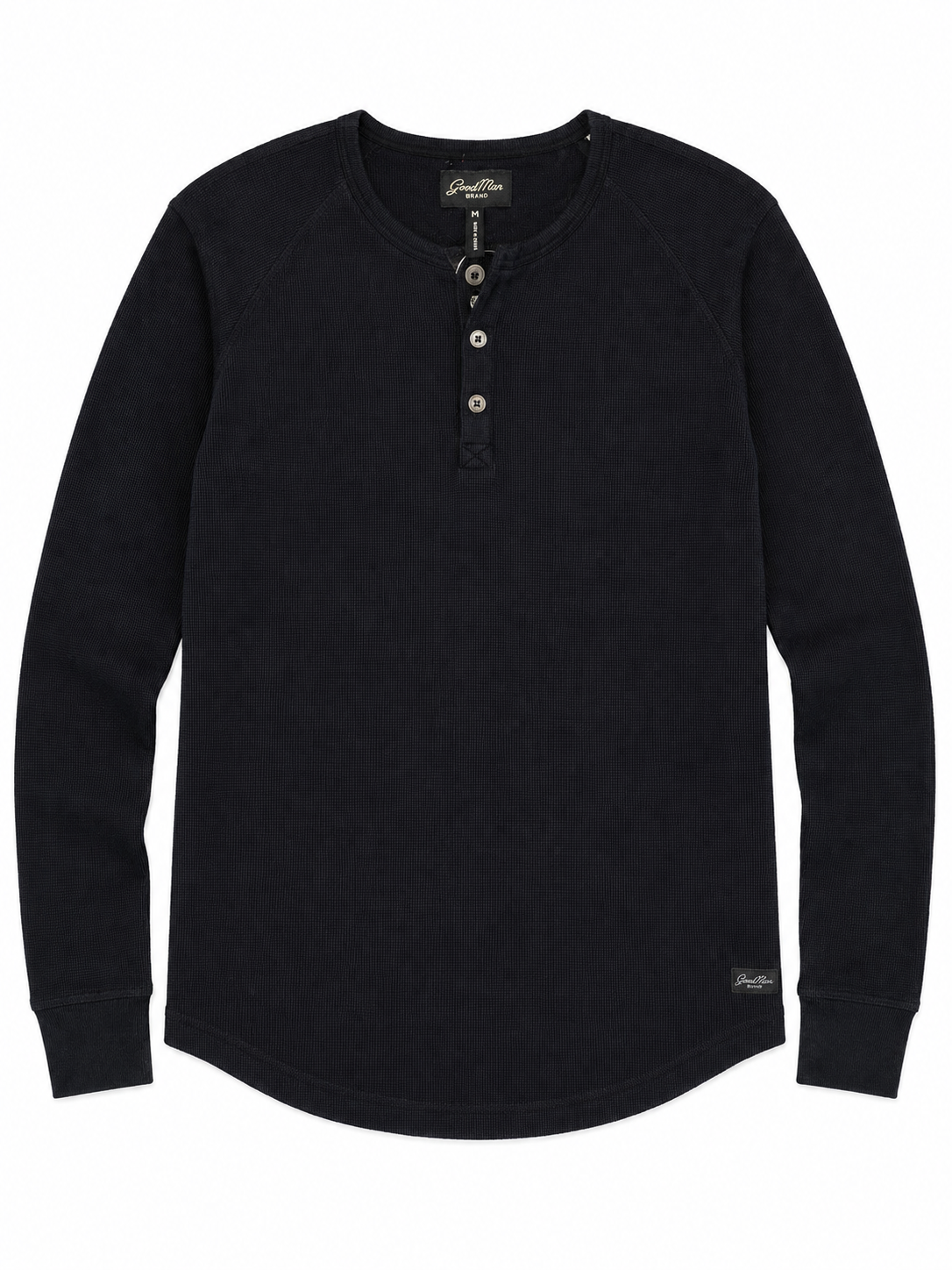 Good Man Men's Legend Henley Long Sleeve Shirt Black - Size M