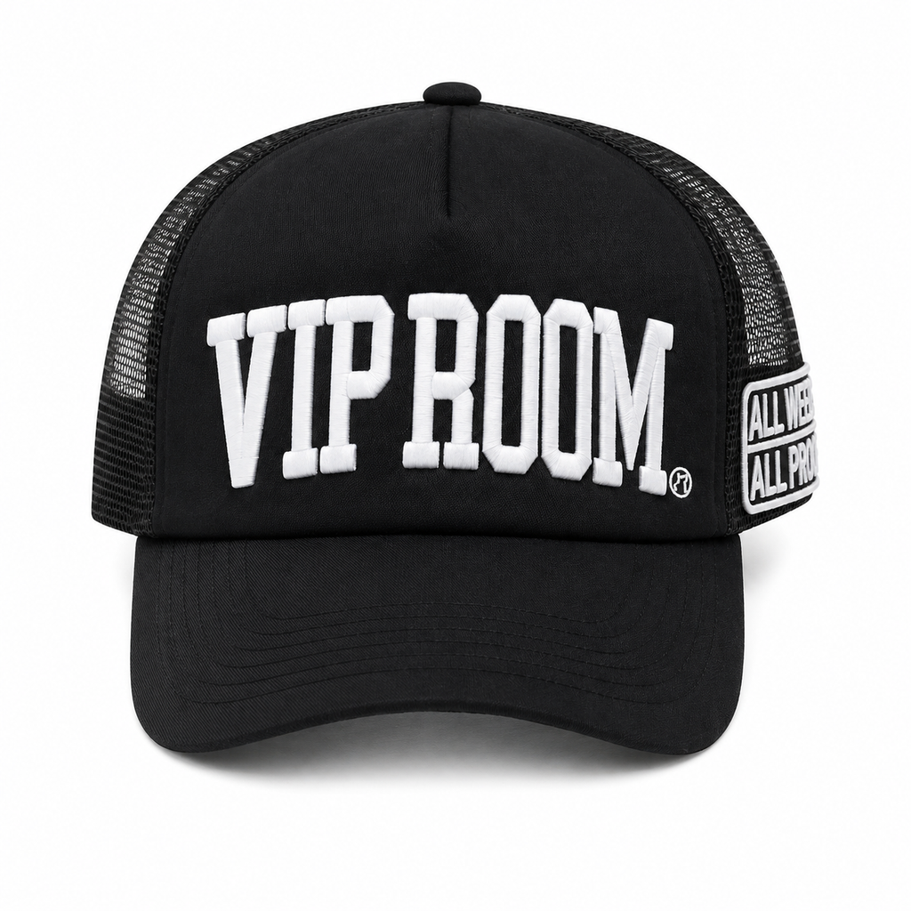 VIP Room St. Tropez Embroidered Trucker Cap - Black