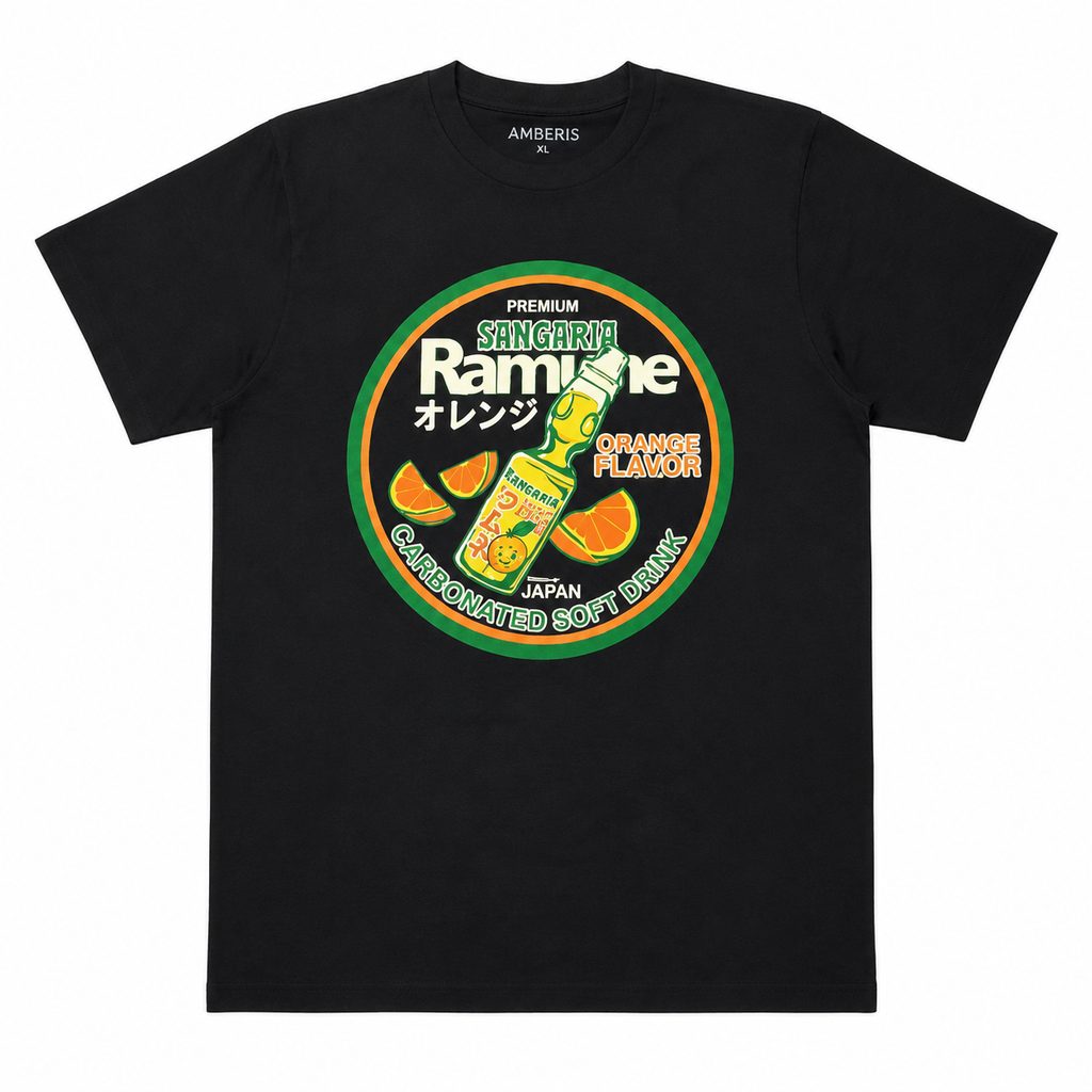 Sangaria Ramune Orange Graphic T-Shirt - Black