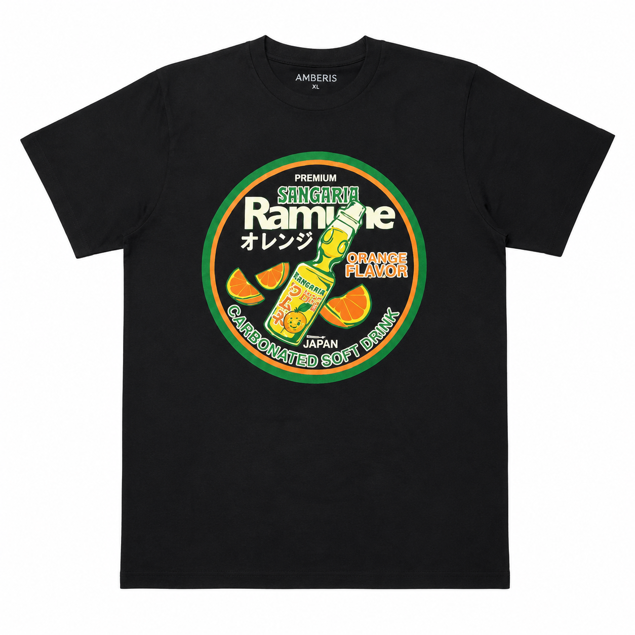 Sangaria Ramune Orange Graphic T-Shirt - Black