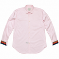 Paul Smith Men's Dress Shirt - Pink with Multicolor Stripe Cuffs