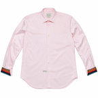 Paul Smith Men's Dress Shirt - Pink with Multicolor Stripe Cuffs