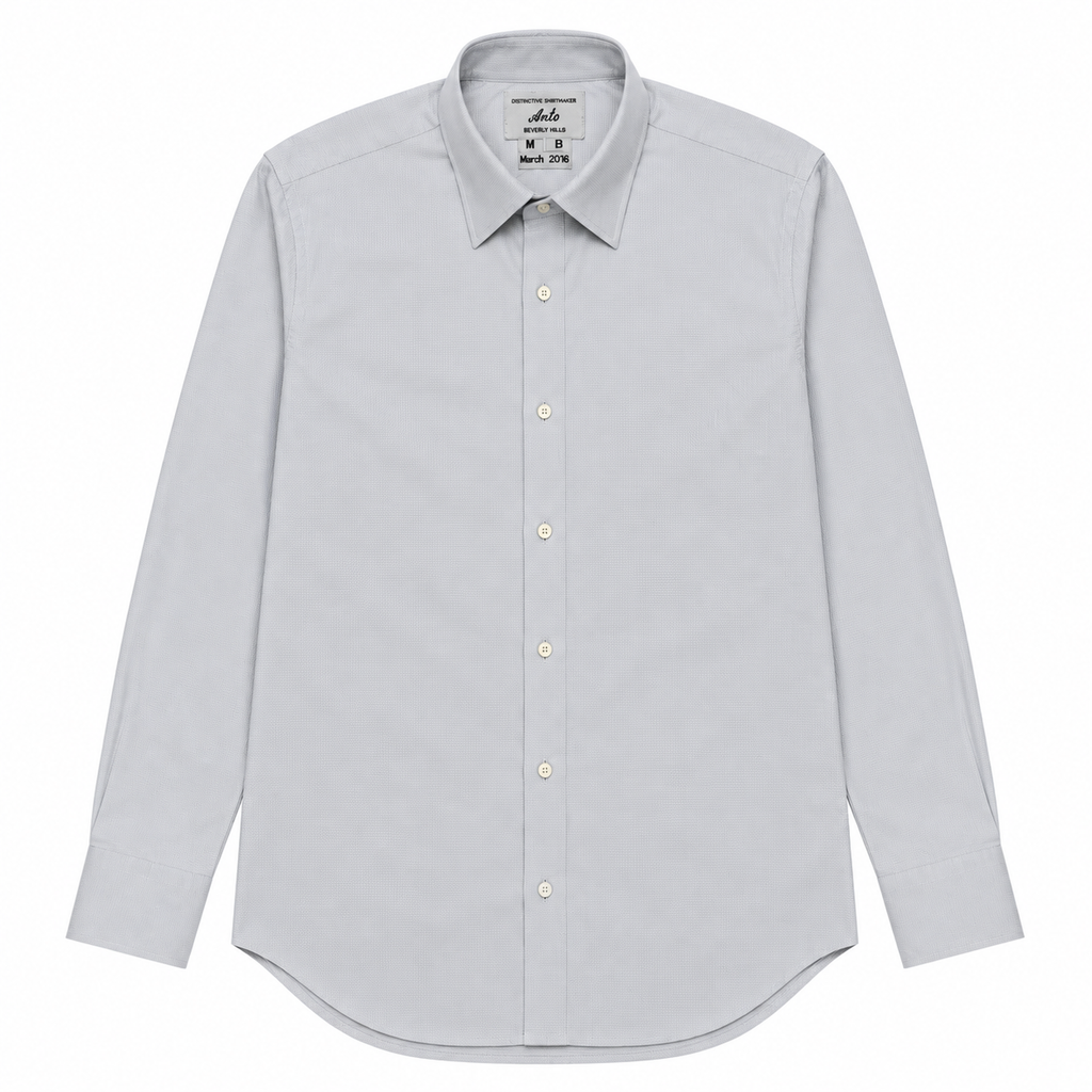 Anto Beverly Hills Men's Custom Dress Shirt - Light Gray Micro Check