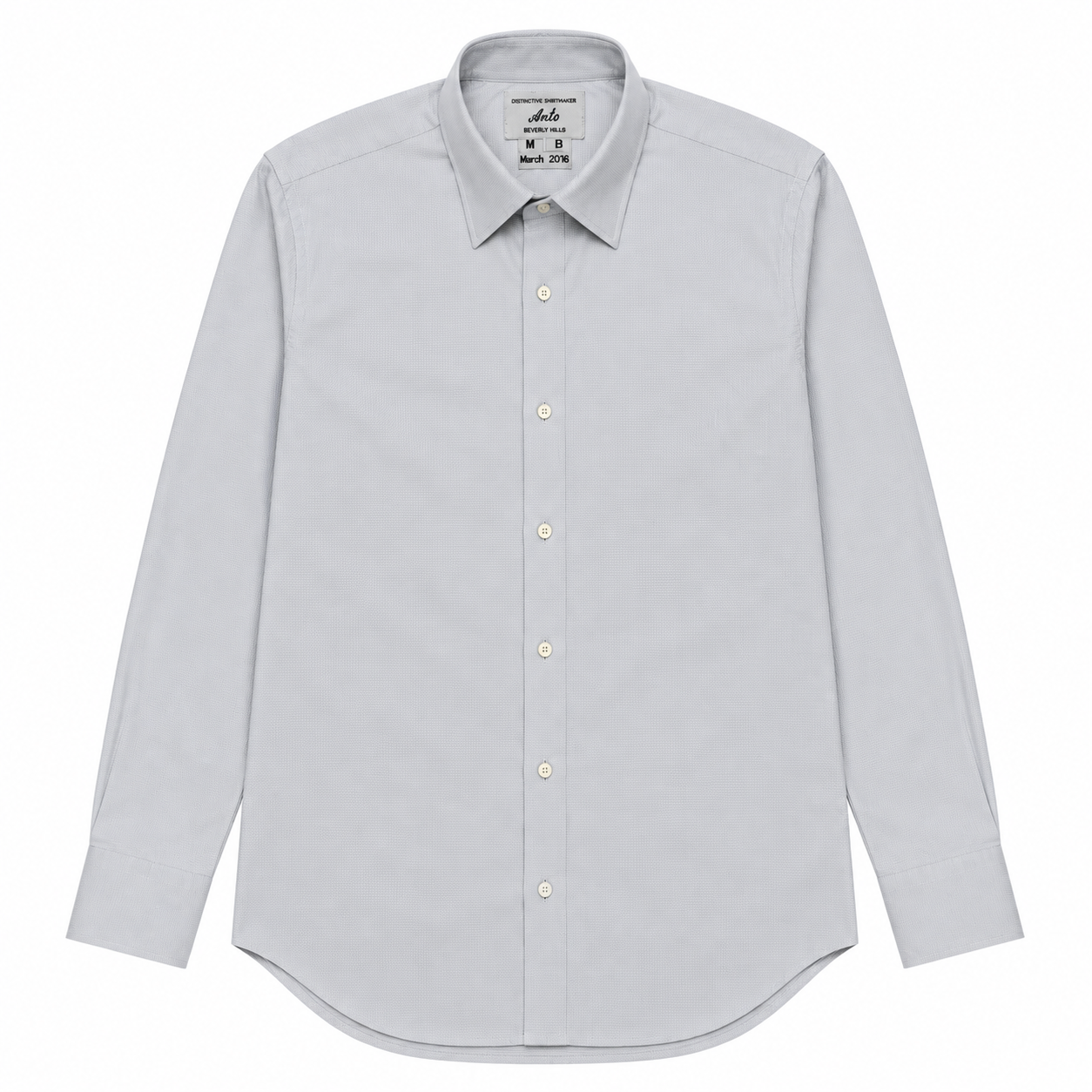 Anto Beverly Hills Men's Custom Dress Shirt - Light Gray Micro Check