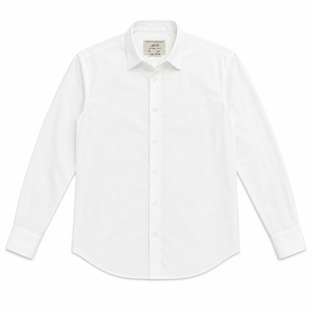 Anto Beverly Hills Men's Bespoke Dress Shirt - White Textured Cotton