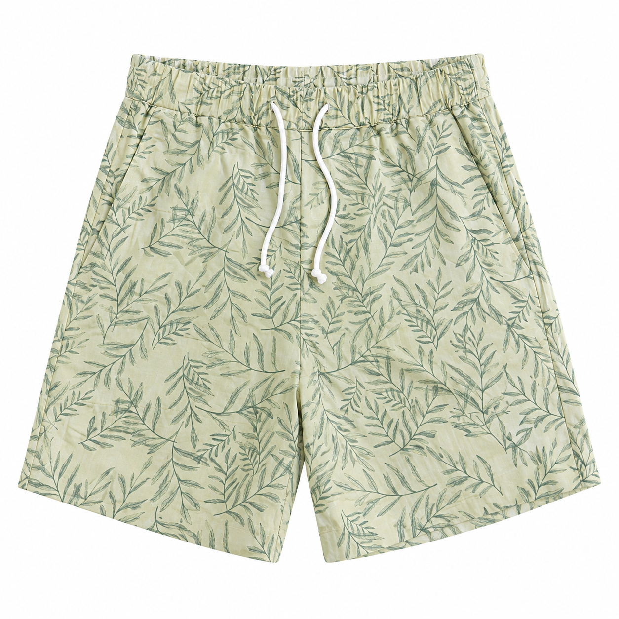 YOOX 8 Men's Botanical Print Drawstring Shorts - Light Green