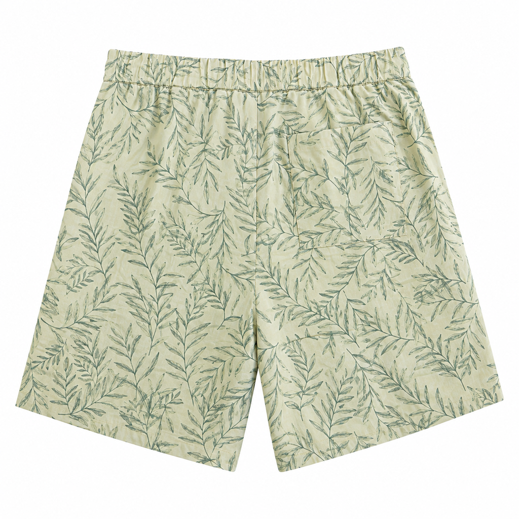 YOOX 8 Men's Botanical Print Drawstring Shorts - Light Green