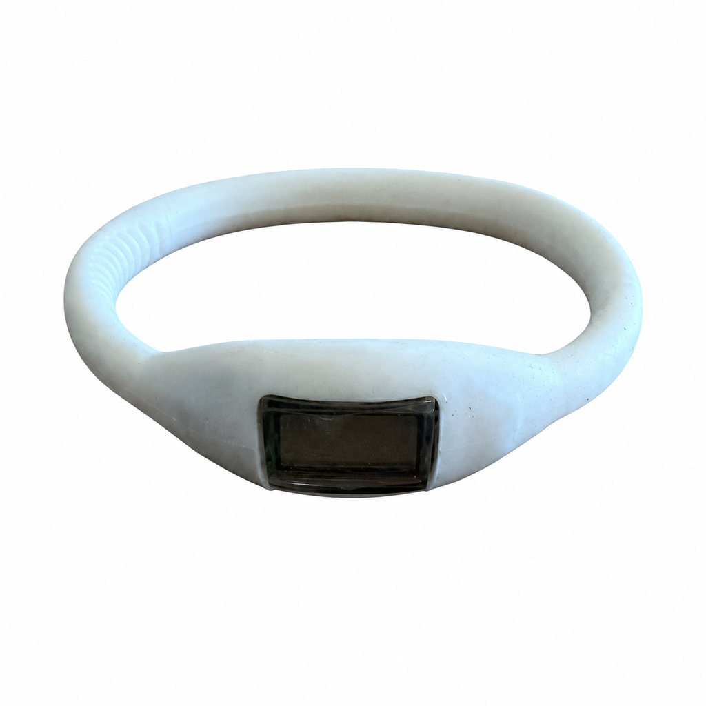 Vintage White Digital LCD Bangle Bracelet Watch - Battery Required