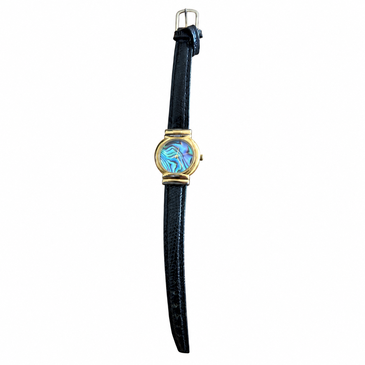 Vintage Gold-Tone Quartz Watch - Colorful Figure Dial Black - Battery Required