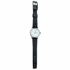 Vintage Men's Mechanical Hand-Wind Watch - White Dial Black - Winding Required