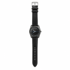 Vintage Men's Quartz Sport Watch - Black Dial & Leather Strap - Battery Required