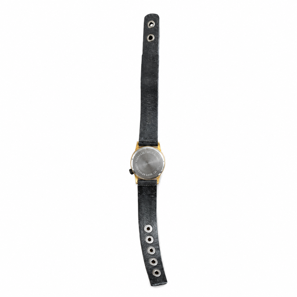 Vintage GUESS Triangle Logo Quartz Watch - Black Leather - Battery Required