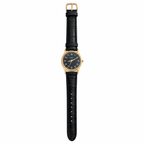 Vintage Fossil Quartz Analog Watch - Black Dial Gold-Tone - Battery Required