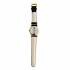Vintage Fossil Quartz Analog Watch - Black Dial Gold-Tone - Battery Required