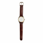 Vintage Quartz Dress Watch - Silver Dial Gold-Tone Bezel - Battery Required
