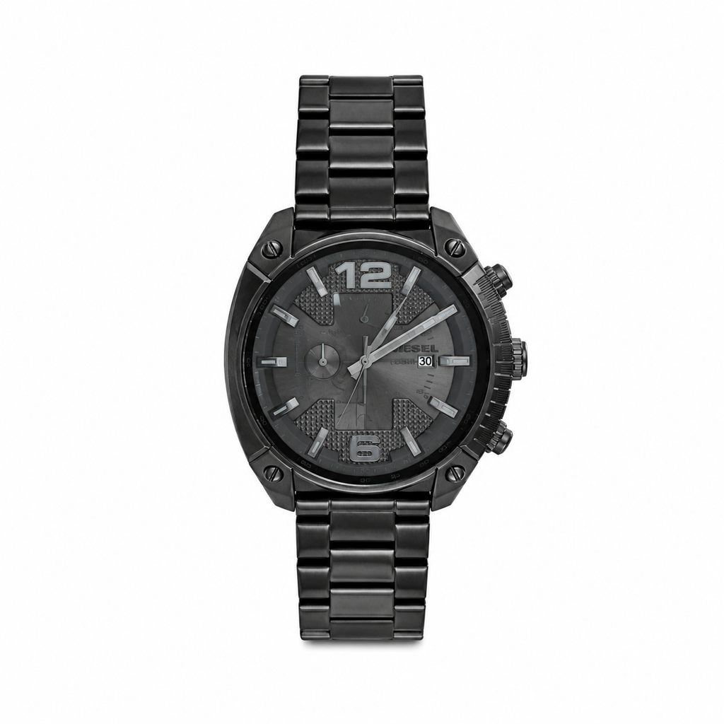 Vintage Diesel Double Down Quartz Watch - Grey Dial Gunmetal - Battery Required