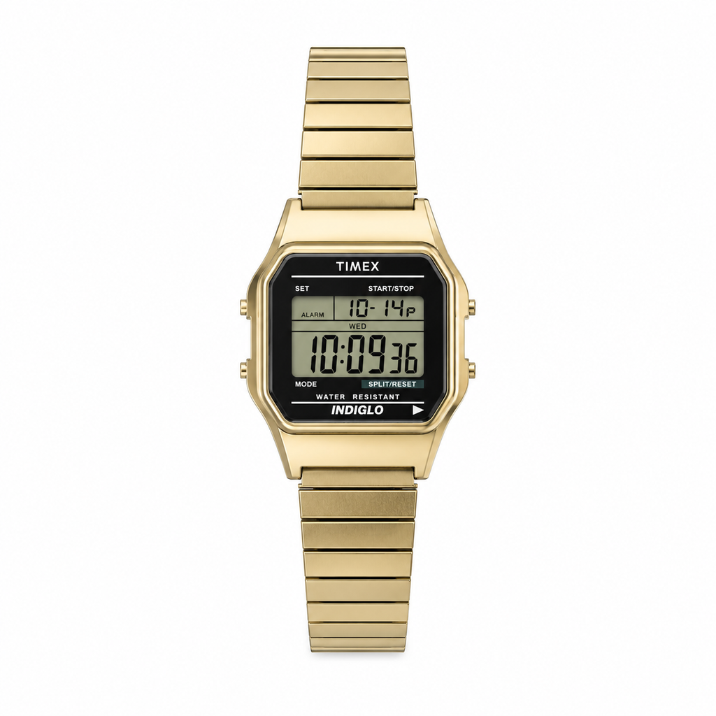 Vintage Timex Indiglo Digital Watch - Gold-Tone Expansion - Battery Required