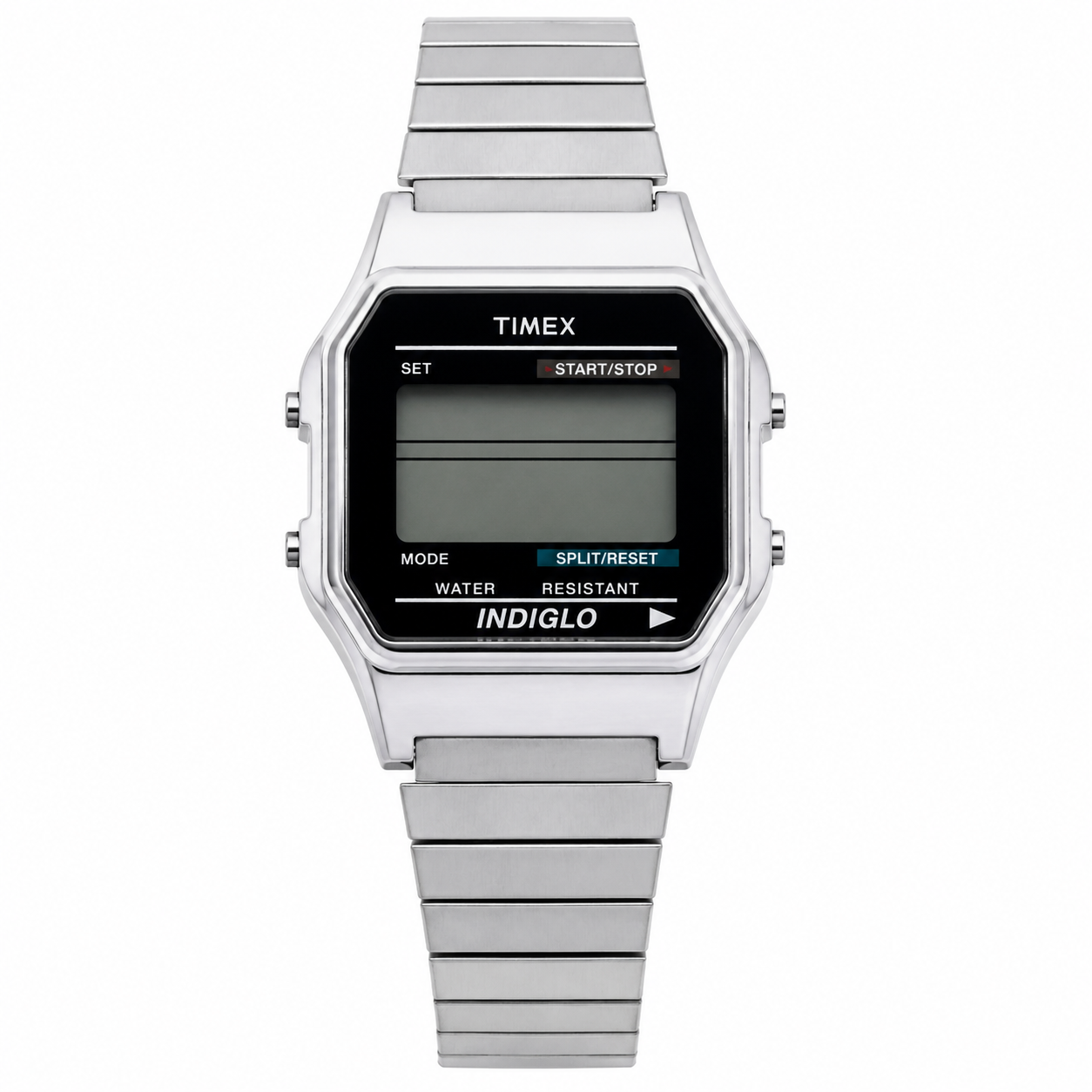 Vintage Timex Indiglo Digital Watch - Silver-Tone Expansion - Battery Required