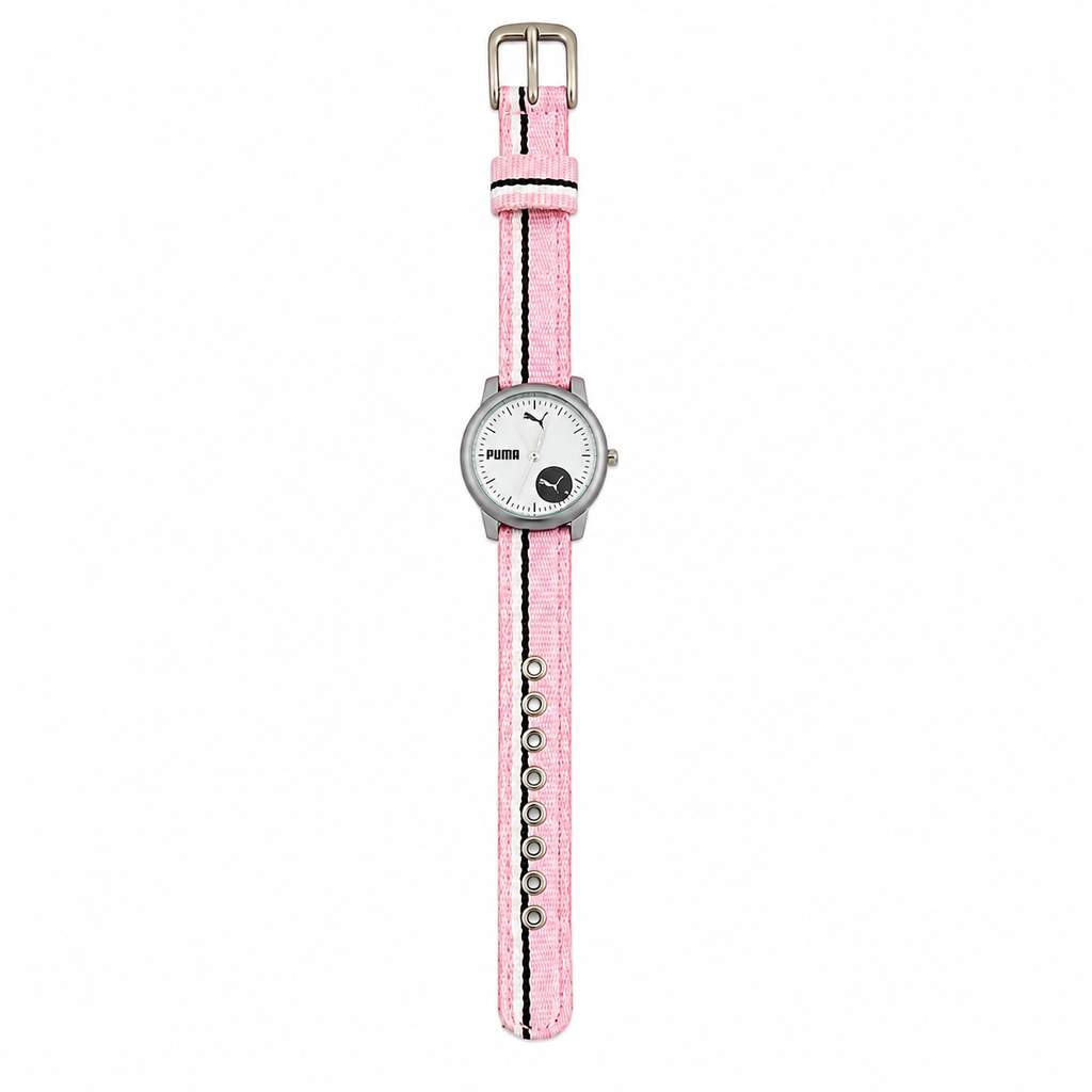 Vintage Puma Ladies Watch 805 - Silver Dial & Pink Strap - Battery Required