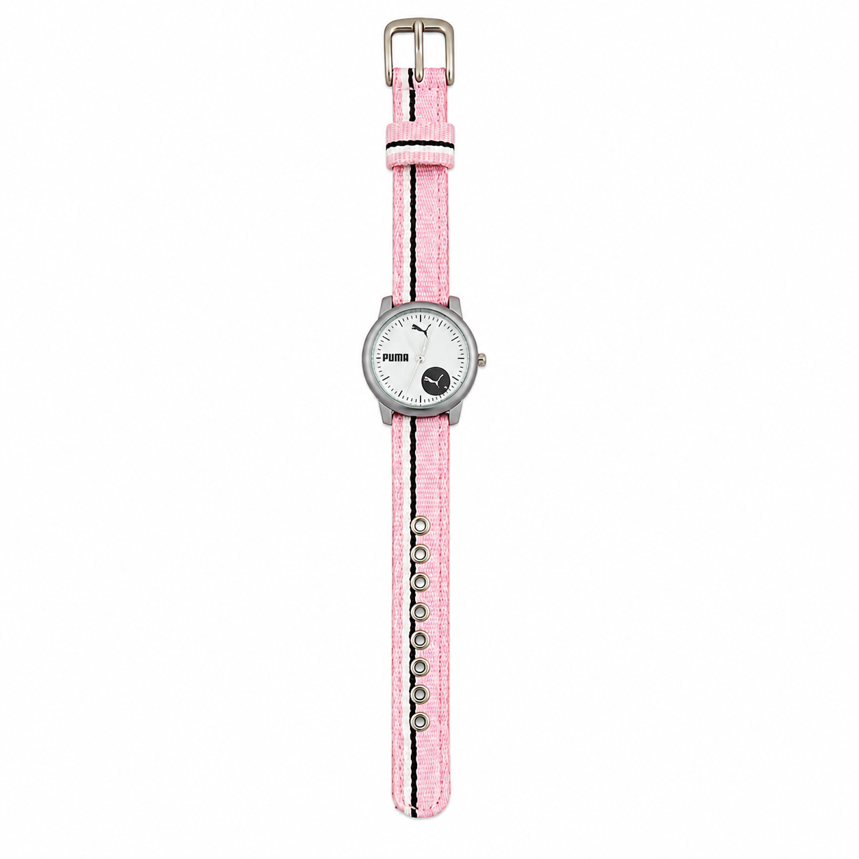 Vintage Puma Ladies Watch 805 - Silver Dial & Pink Strap - Battery Required