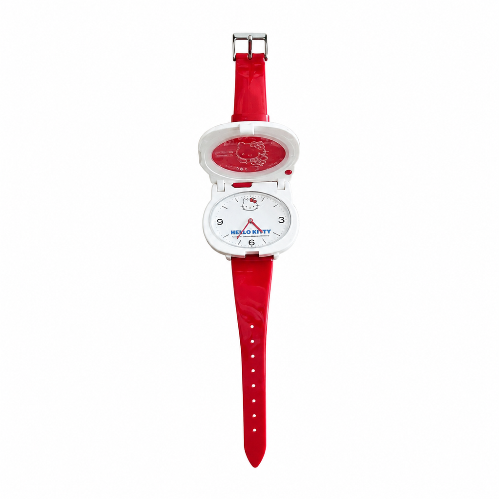 Vintage Sanrio Hello Kitty Flip-Top Locket Watch - Red & - Battery Required