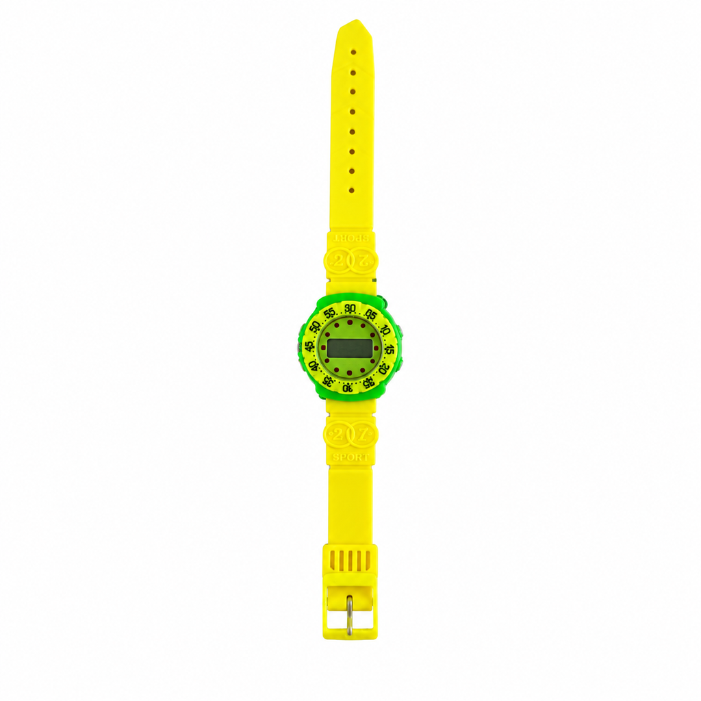 Vintage Pop Sport Digital Watch - Neon Yellow & Green - Battery Required