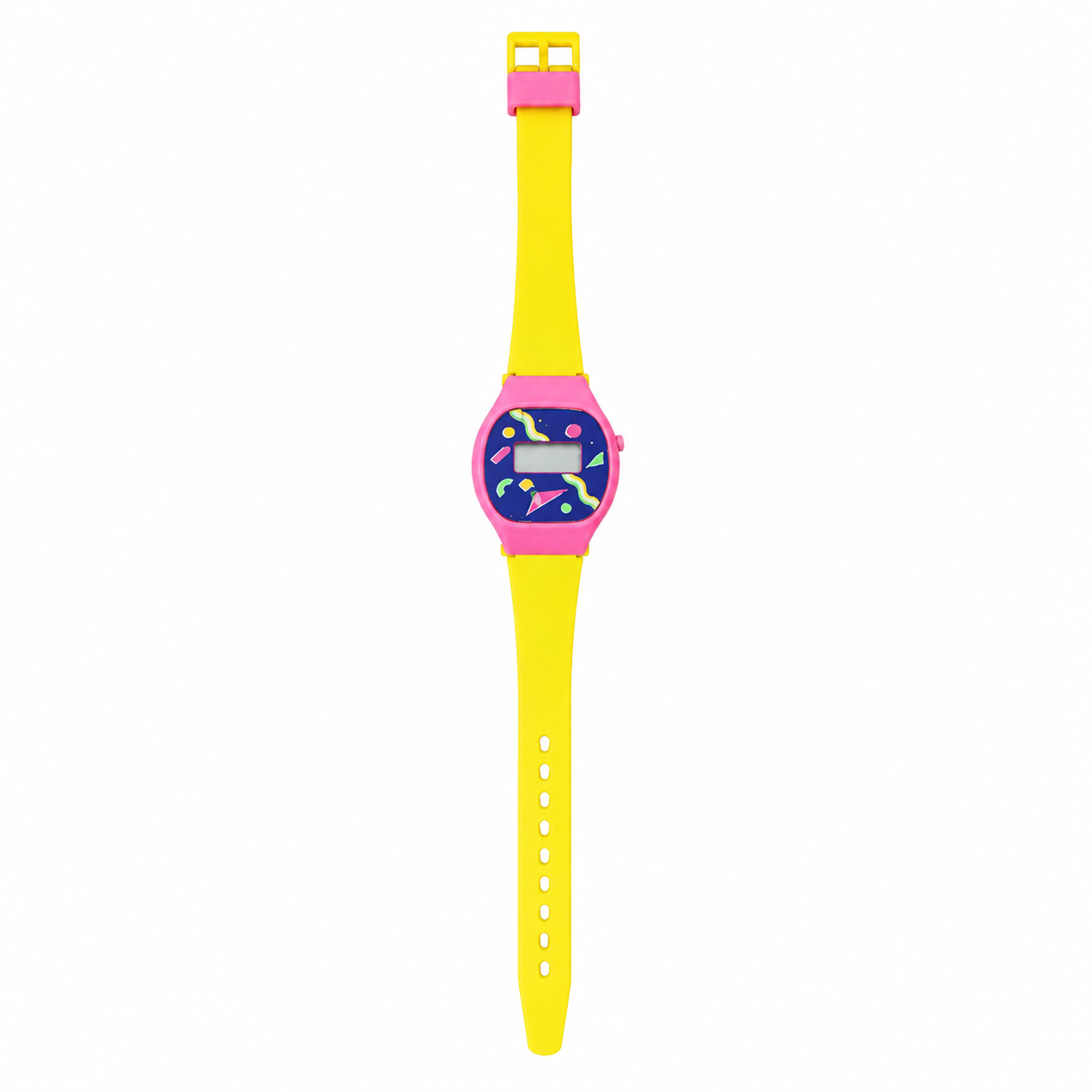 Vintage Unbranded Memphis-Style Digital Watch - Neon - Battery Required