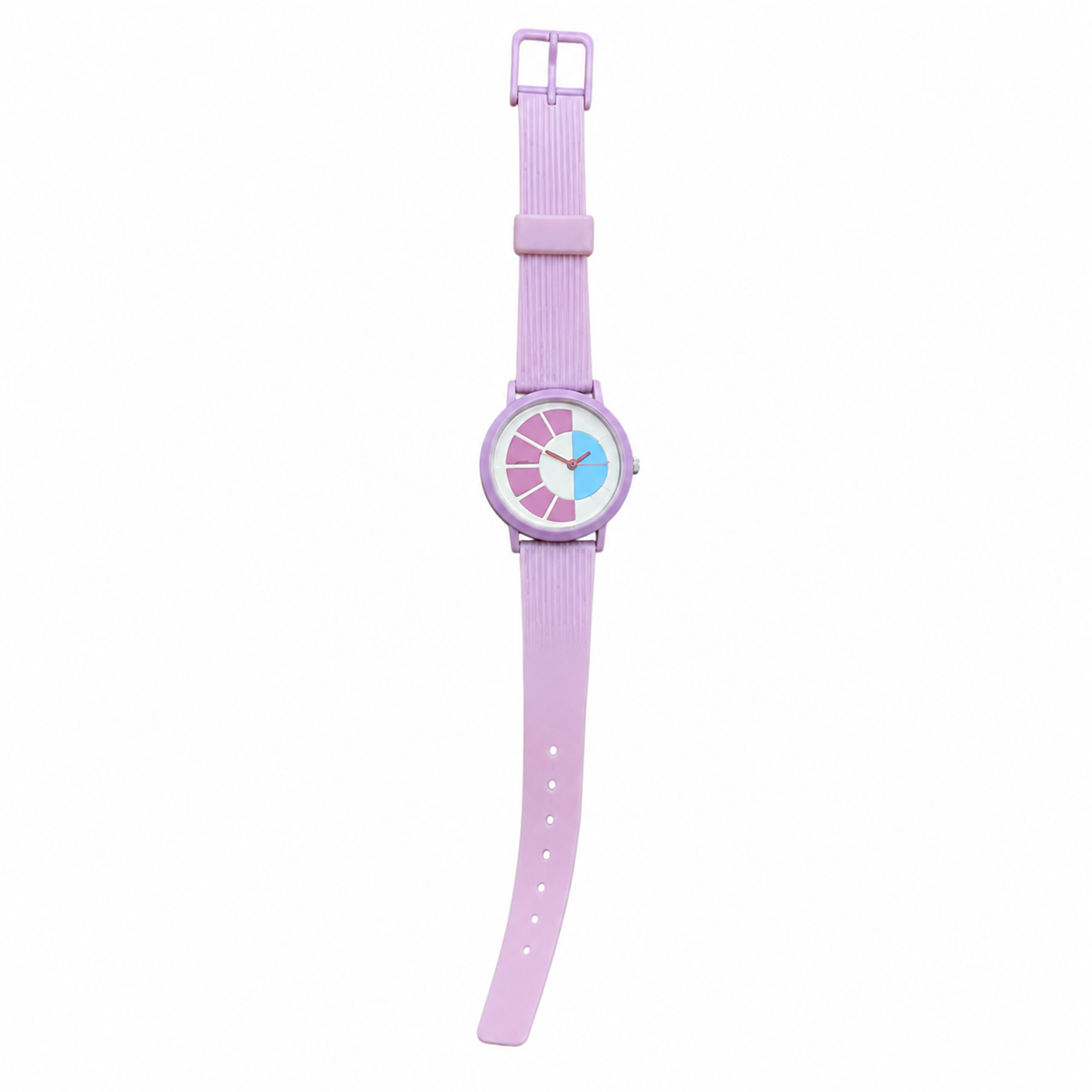 Vintage Lavender Purple Abstract Dial Silicone Strap Quartz - Battery Required