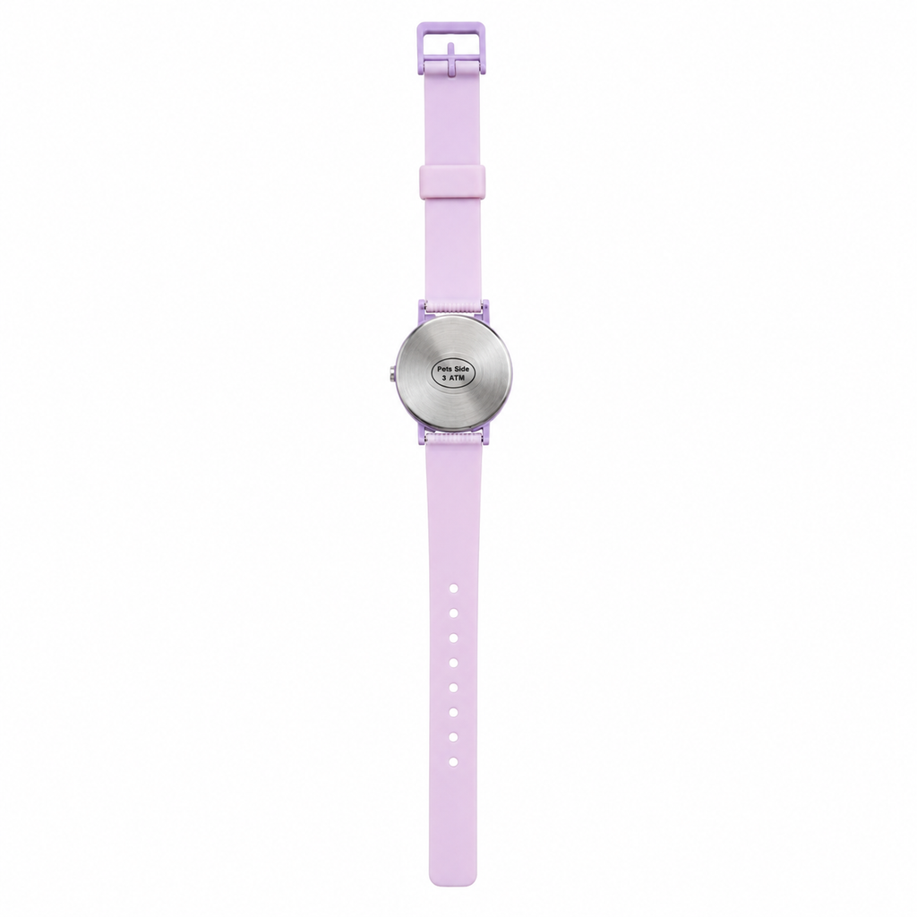 Vintage Lavender Purple Abstract Dial Silicone Strap Quartz - Battery Required