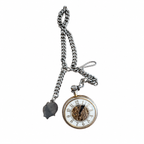 Vintage Mechanical Skeleton Gold-Tone Pocket Watch with Chain - Winding Required