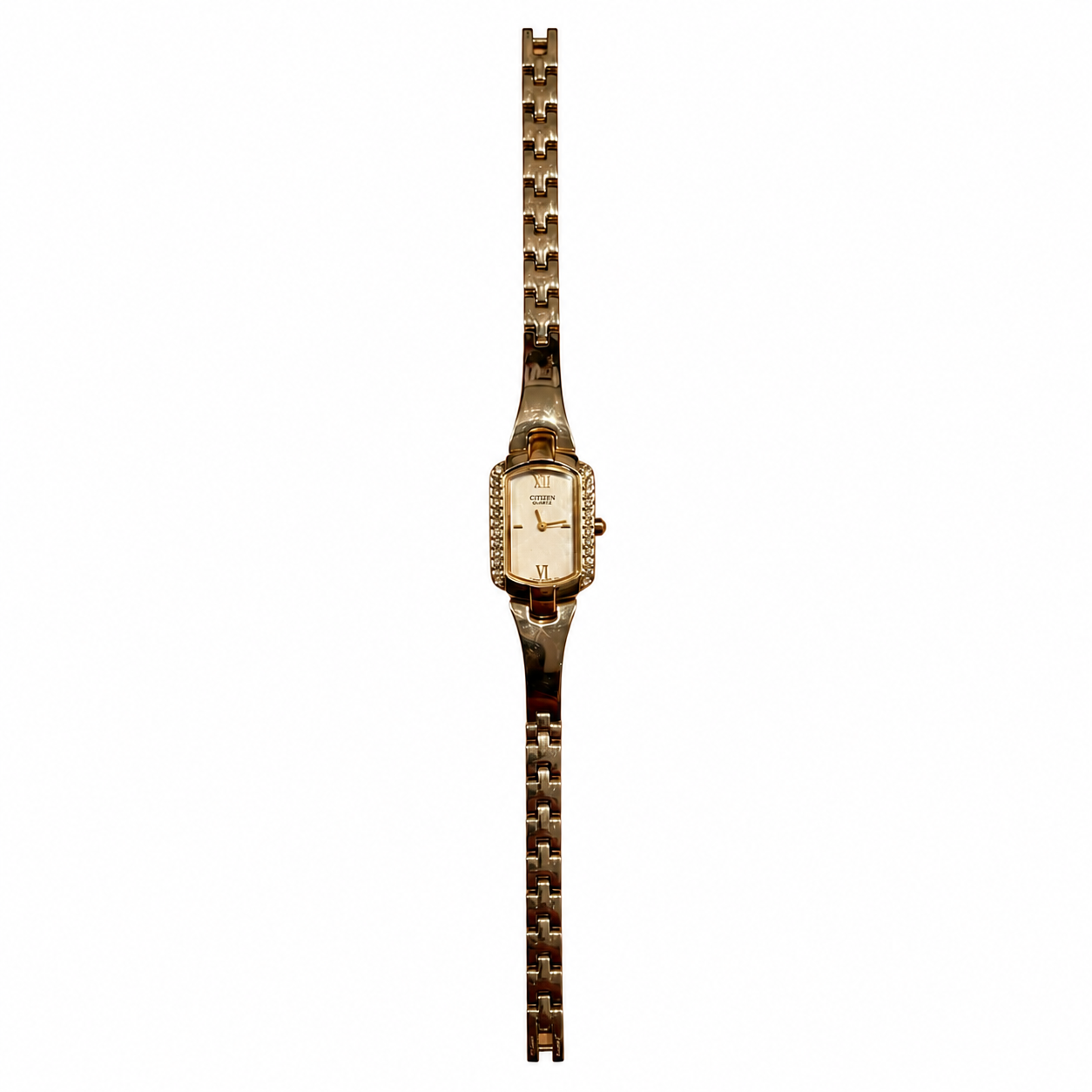 Vintage Citizen Rectangular Crystal-Accent Gold-Tone - Battery Required