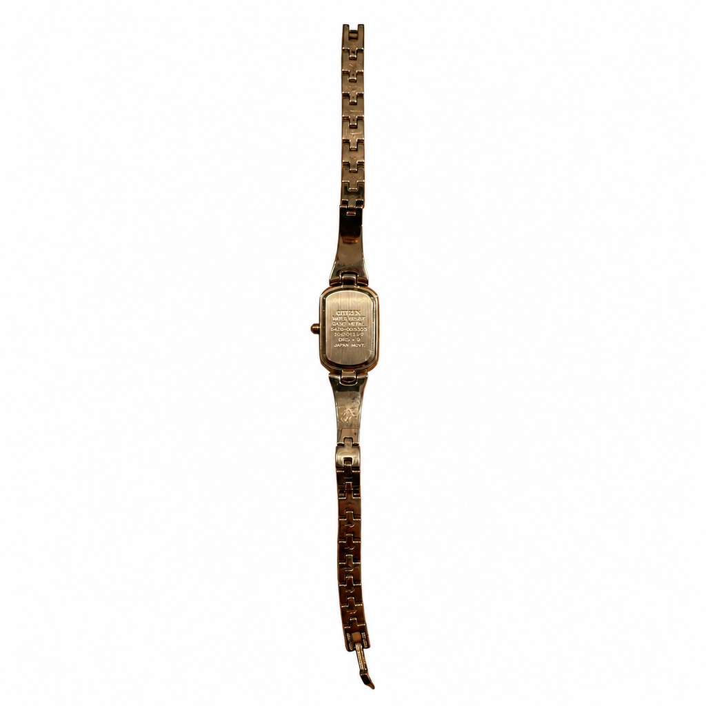 Vintage Citizen Rectangular Crystal-Accent Gold-Tone - Battery Required