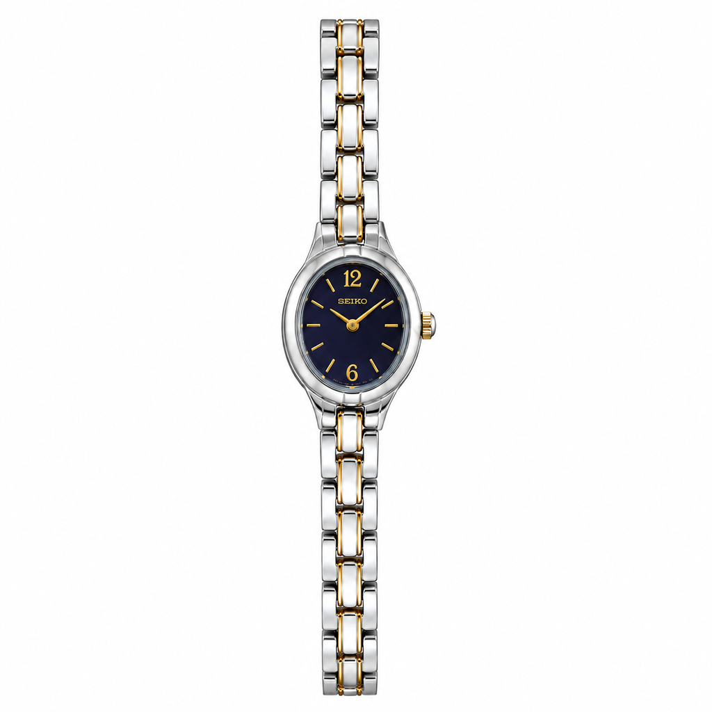 Vintage Seiko Petite Blue Dial Two-Tone Bracelet Watch - Battery Required