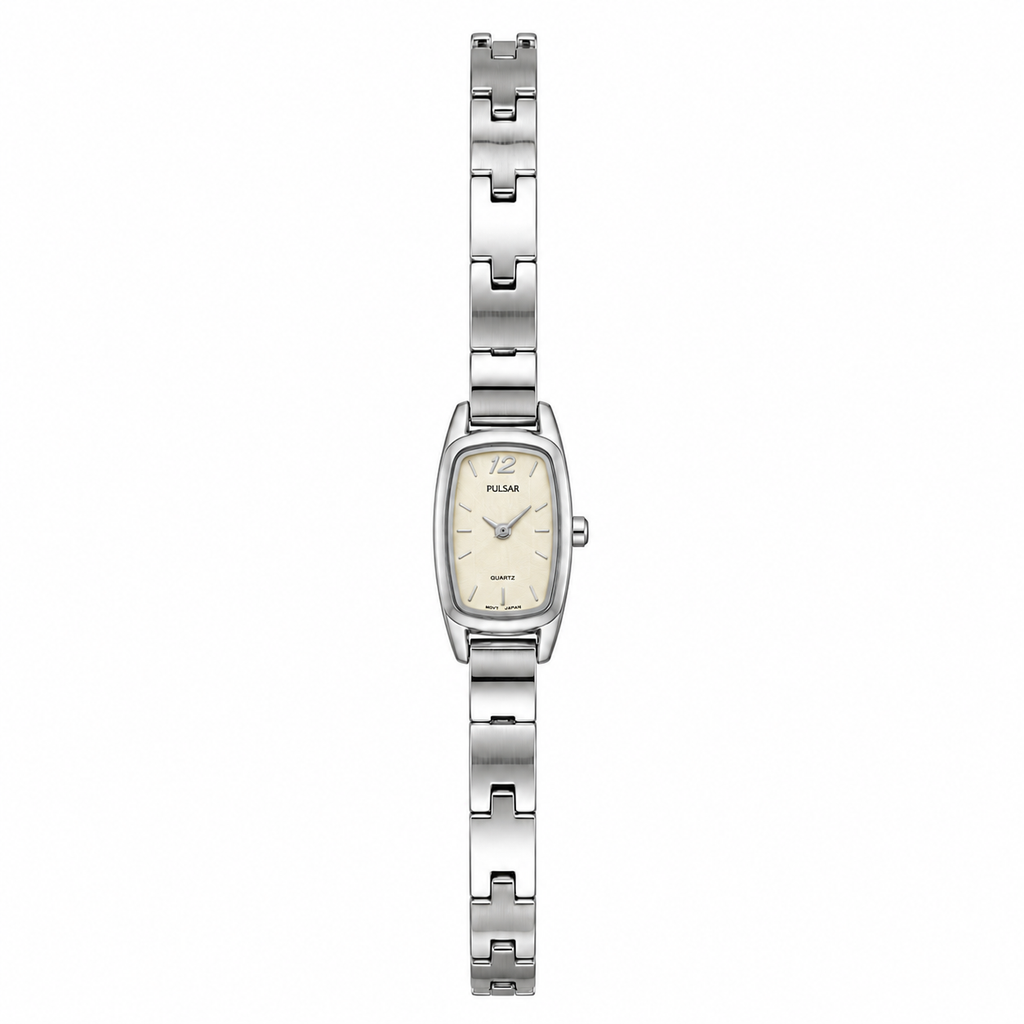 Vintage Pulsar Tonneau Champagne Dial Silver-Tone Bracelet - Battery Required