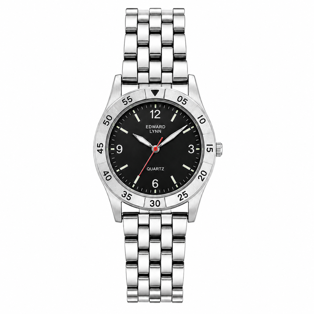 Vintage Edward Lynn Quartz Sports Watch - Silver/Black Dial - Battery Required