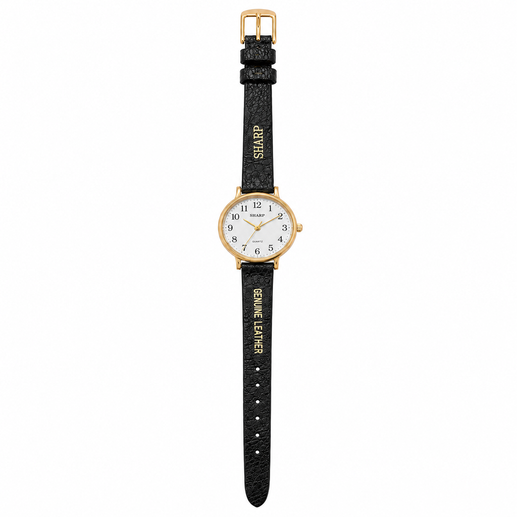 Vintage Sharp Classic Quartz Watch - Gold/White Dial with - Battery Required