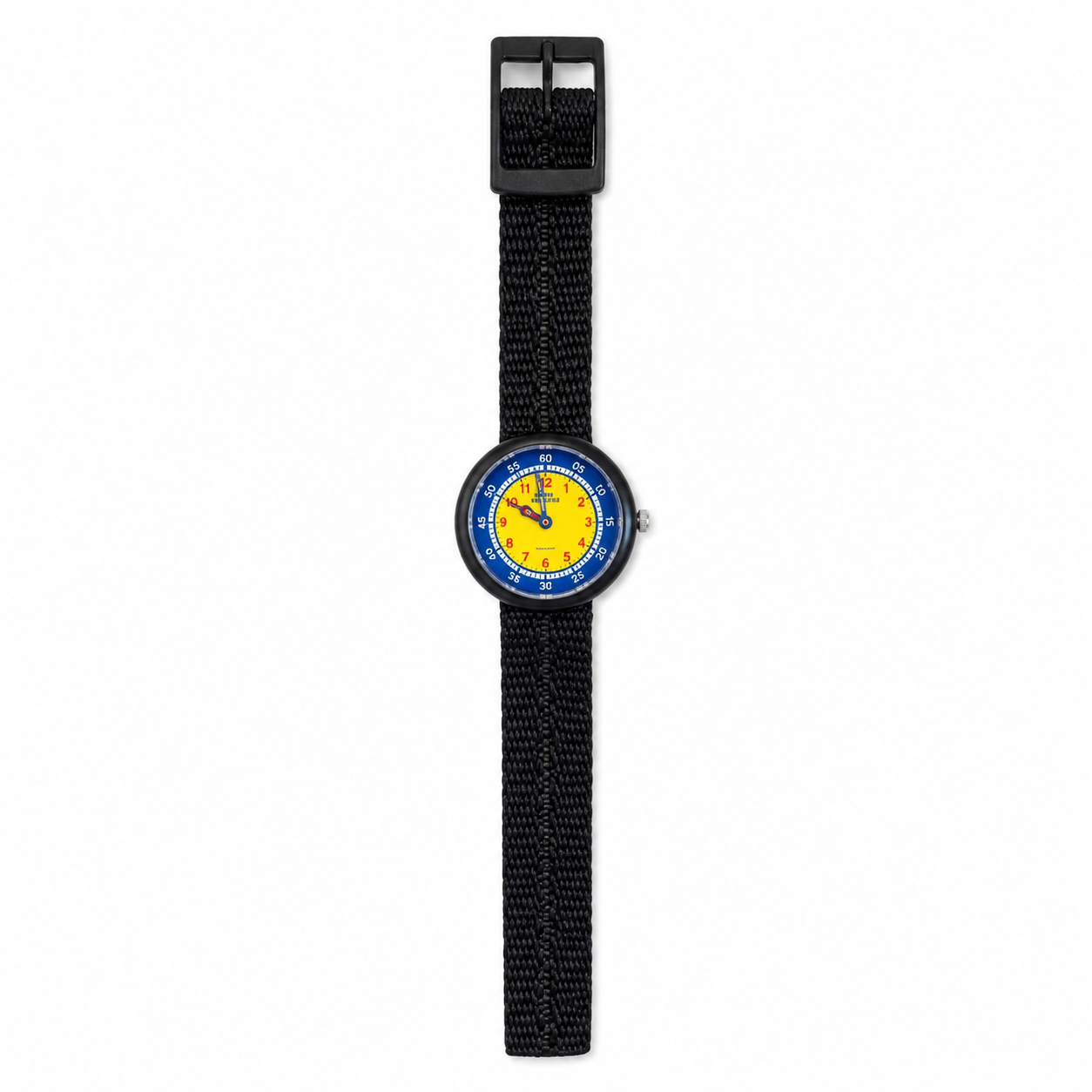 Vintage Colorful Time Teacher Quartz Watch with Black Nylon - Battery Required